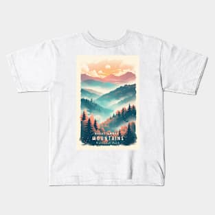 Great Smoky Mountains national park travel poster Kids T-Shirt